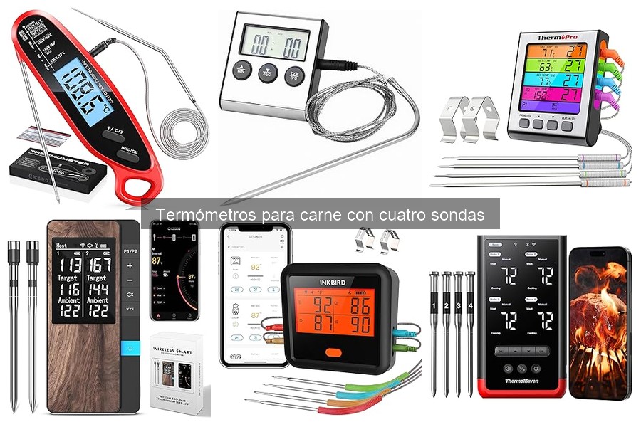 Los mejores termómetros para carne con cuatro sondas